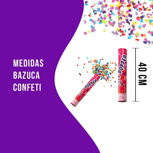 Bazuca Lanzador De Confeti Cañon Fiestas 40 Cm 3 Piezas