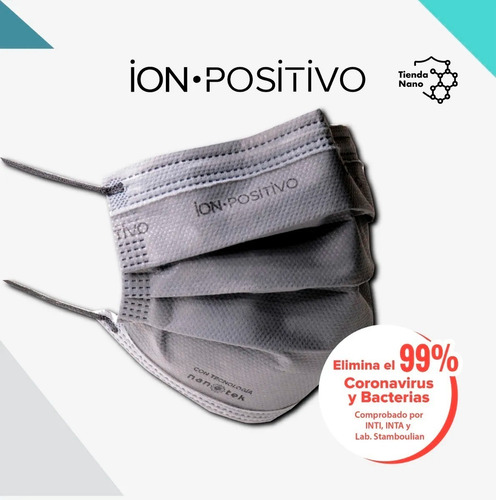 Imagen 1 de 7 de Barbijo Tapaboca Mascarilla Ion Positivo Nanopartículas X9