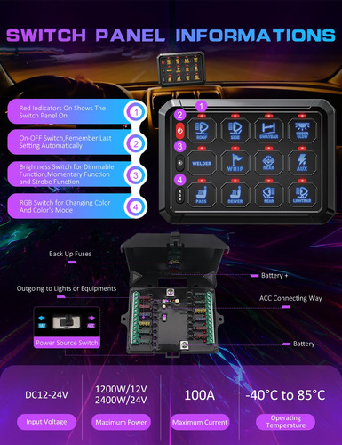 Panel De Interruptores P1 De 12 Bandas, Interruptor Led De E