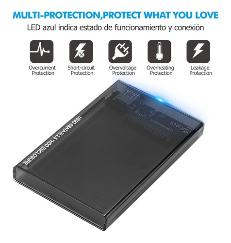 Imagen 5 de 8 de Carcasa Disco Duro 2.5 Pulgadas, Usb 3.0 Hdd Ssd Sata I/ii/i