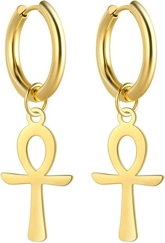 Pendientes Colgantes Con Cruz Egipcia Ankh De Acero Inoxidab