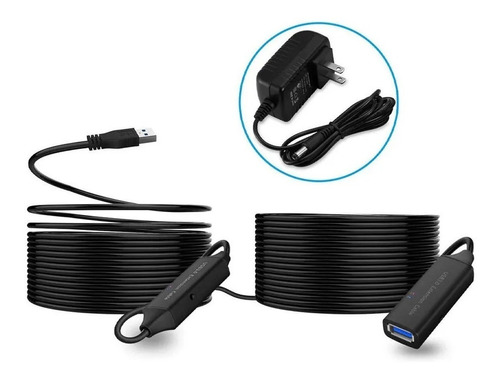 Cable Extension Usb 3.0 Activa Amplificada 10mt + Ad. 5v 2a