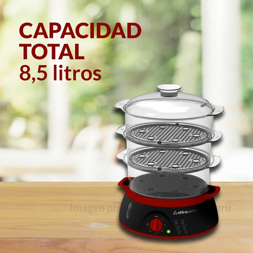 Imagen 4 de 9 de Vaporera Eléctrica Ultracomb 3 Bandejas 900w 8.5lts Vp4603