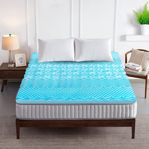Colchoneta Memory Foam 7 Zonas King Size Nube Color Azul Rayas