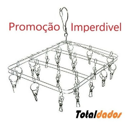 Imagem 3 de 3 de Varal Calcinha Roupas Intimas Meias 100% Inox 20 Clipes Teto