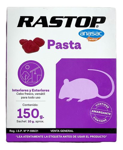 Rastop Pasta Anasac Control Ratones, Lauchas Y Ratas 150grs 