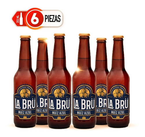 Six Pack Cerveza Artesanal La Brü Maíz Azul 355ml C/u