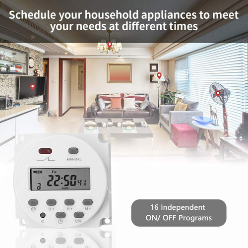 Timer Digital Programable Semanal 16 Programas Indepe