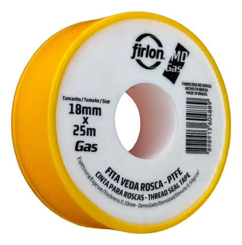 Fita Veda Rosca Md Gás Firlon Pastiflour 18mm X 25m P T F E