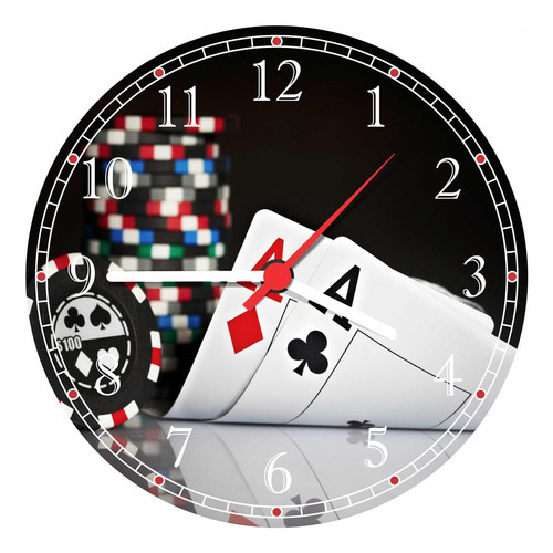 Relógio De Parede Jogos Baralho Pôquer Decorar