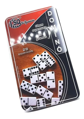 Jogo Domino Grosso Grande Profissional Com Pino Metal Branco