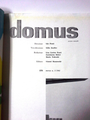Revista Vintage De Arquitectura Y Diseño Domus Marzo 1961 (Usado)