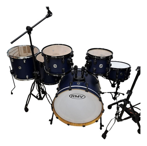 Bateria Rmv Color 22 2 Tons 2 Surdos 3 Suportes Azul Escuro