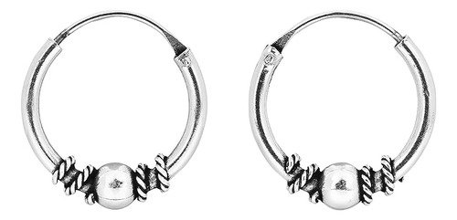 Classic Bead 12mm Hoop Silver Earrings Cute Silver Hoop Earr