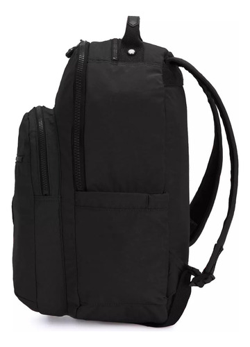 Backpack Kipling Seoul Small Mochila Chica Compartimento Tablet Color Black Noir Diseño De La Tela Liso