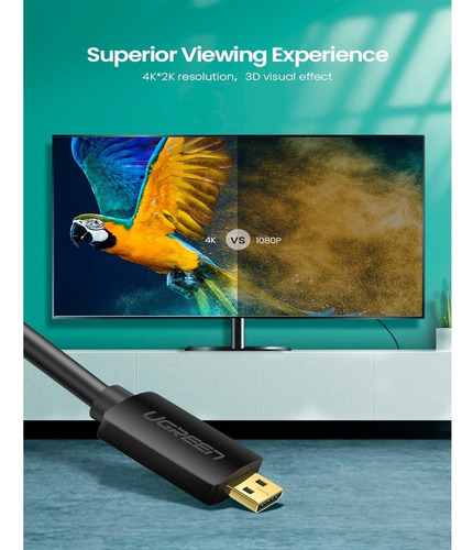Cable Hdmi 4k A Microhdmi De 3mts Paq Con 2 Pcs (Reacondicionado)