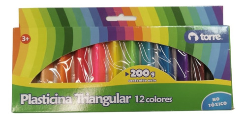 Plasticina Triangular 12 Colores Torre 200g Color Variedad