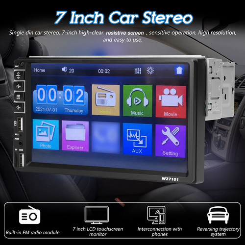 Receptor Radio Coche 7 Lcd Bt Mp5 Tf/usb/aux-in Control Vol