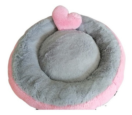 Cama Tipo Dona Talla S + Cojín Anti-estrés, Gris-rosa