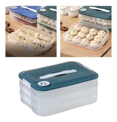 Caja De Bolas De Hervida Contenedores Wonton 3 Capas Verde