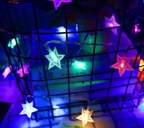 Imagen 5 de 8 de Guirnalda Solar 5mts 20 Luces Estrellas Multicolor