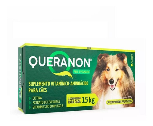 Suplemento Vitamínico Queranon Para Cães 15kg 30 Comp. Avert