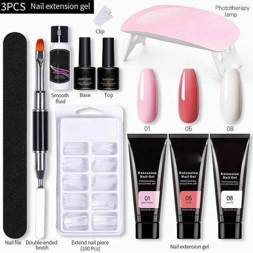 Kit Gel De Extención De Uñas Con Lámpara Uv