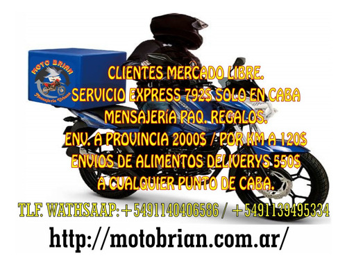 Imagen 5 de 10 de Mensajería C/priv En Moto Env.flex/delívery Motobrian.com.ar