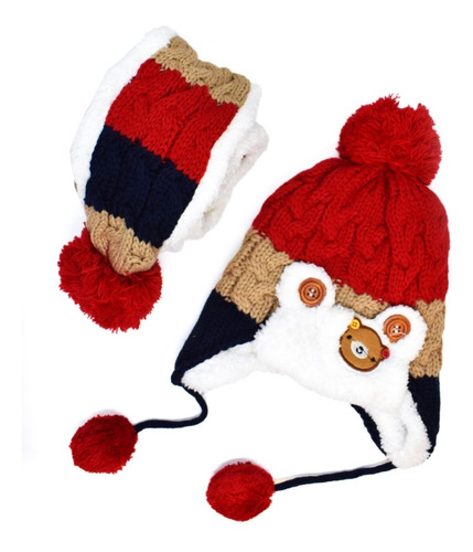 Combo Gorro Infantil + Bufanda Kit Abrigo Invierno Niños