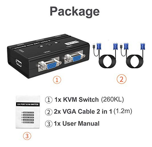 Conmutador Kvm Vga Mtviki 2 Puertos Usb Vga Conmutador Kvm 2