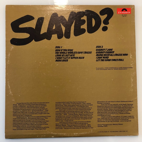 Lp Slade - Slayed - 1972 Importado (impecável) (Usado)