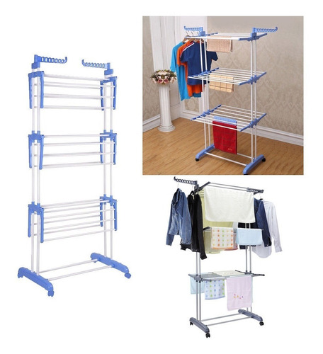 Tendedero Organizador Colgador Ropa Plegable 3 Niveles Tendedero Organizador Colgador Ropa Plegable 3 Niveles