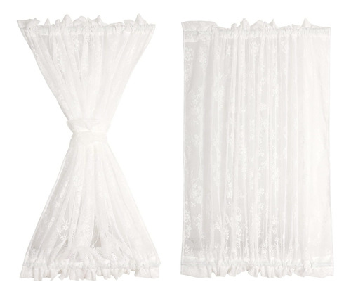 Rod   Lace Sheer Door Curtain French White Mesh Light F...