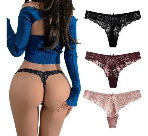 Bragas De Mujer De 3 Piezas Tanga De Encaje Sexy Cuotas sin inter s