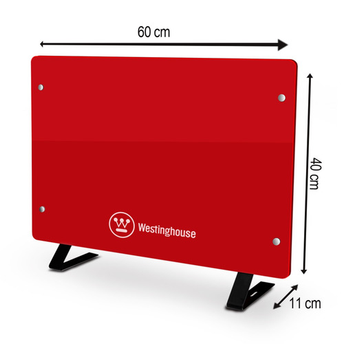 Imagen 4 de 5 de Vitroconvector 2000w Estufa Calefactor Electrico Wh-ch122conv-r Panel De Vidrio Templado 3 Potencias Westinghouse Colgante O De Piso Rojo
