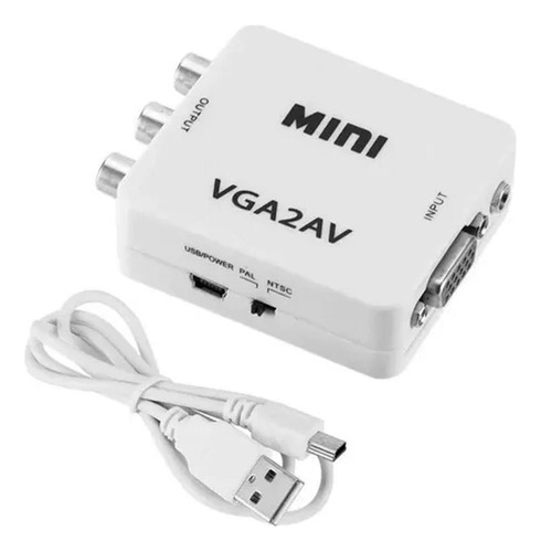 Mini conversor de adaptador VGA para audio y vídeo Av Rca Active