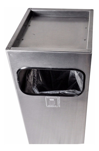 Bote Cuadrado Para Basura En Acero Inoxidable 24x24x60 Cms. Color Gris