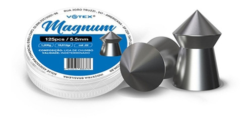 Chumbinho Magnum 5.5mm. 1,208g 125 Unidades - Votex