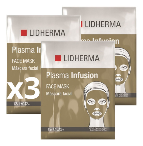 Lidherma Mascarilla Facial Antiage Plasma Infusion- Pack X3 