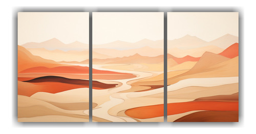 150x75cm Paisaje Sereno Del Desierto En Tres Telas Flores