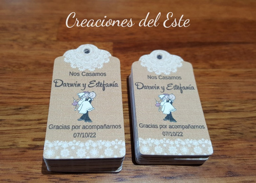 Imagen 3 de 10 de Tags Etiquetas Personalizadas Para Boda O Souvenir X 10