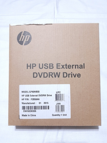 Hp Gp60nb50 Slim Externo, Usb Dvd-rw Drive, P/n: F2b56aa