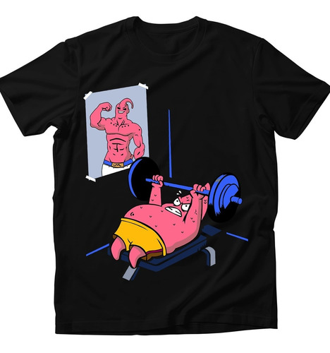 Imagen 1 de 3 de Playera Negra Patricio Bob Esponja Majin Boo Dragon Ball