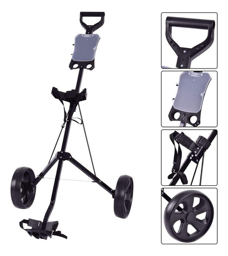 Carrito Golf Empuje Plegable 2 Rueda Para Bolsa Club Freno