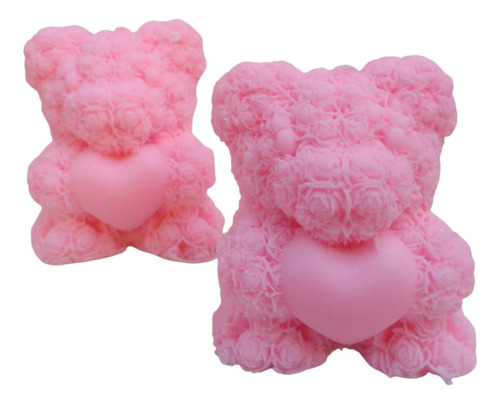 Jabones De Ositos Rosas Para Souvenir X 10 + Bolsa Organza
