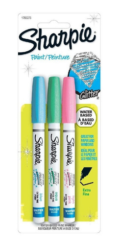 Marcadores Permanentes Sharpie Con Glitter X3 Colores