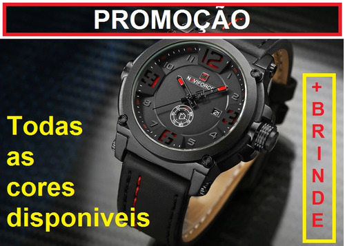 Relógio Masculino Naviforce 9099 Pulseira Couro Original