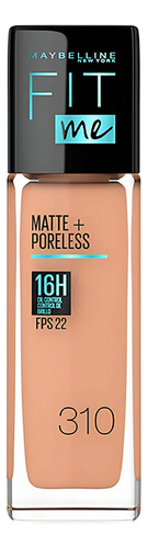 Base de maquillaje líquida Maybelline Fit Me Matte + Poreless tono 310 sun beige 30mL