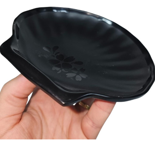Kit 3 Pratos Melamina Servir Entrada Restaurante Concha 13cm Cor Preto