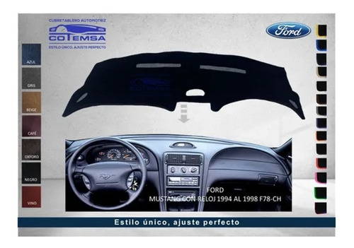 Cubretablero Automotriz Ford Mustang Con Reloj 1994-1998 F78